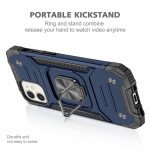 Wholesale Cube Style Armor Case with Rotating Ring Holder, Kickstand and Magnetic Car Mount Plate for iPhone 12 / 12 Pro 6.1 (Navy Blue)